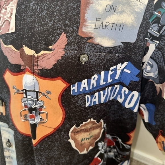 Men’s pre own vintage silk button Harley Davidson shirt size XL - Picture 2 of 6